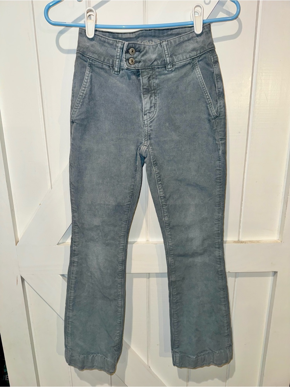 American Eagle High Rise Kick Boot Corduroy Pants Light Blue Size 000 Short